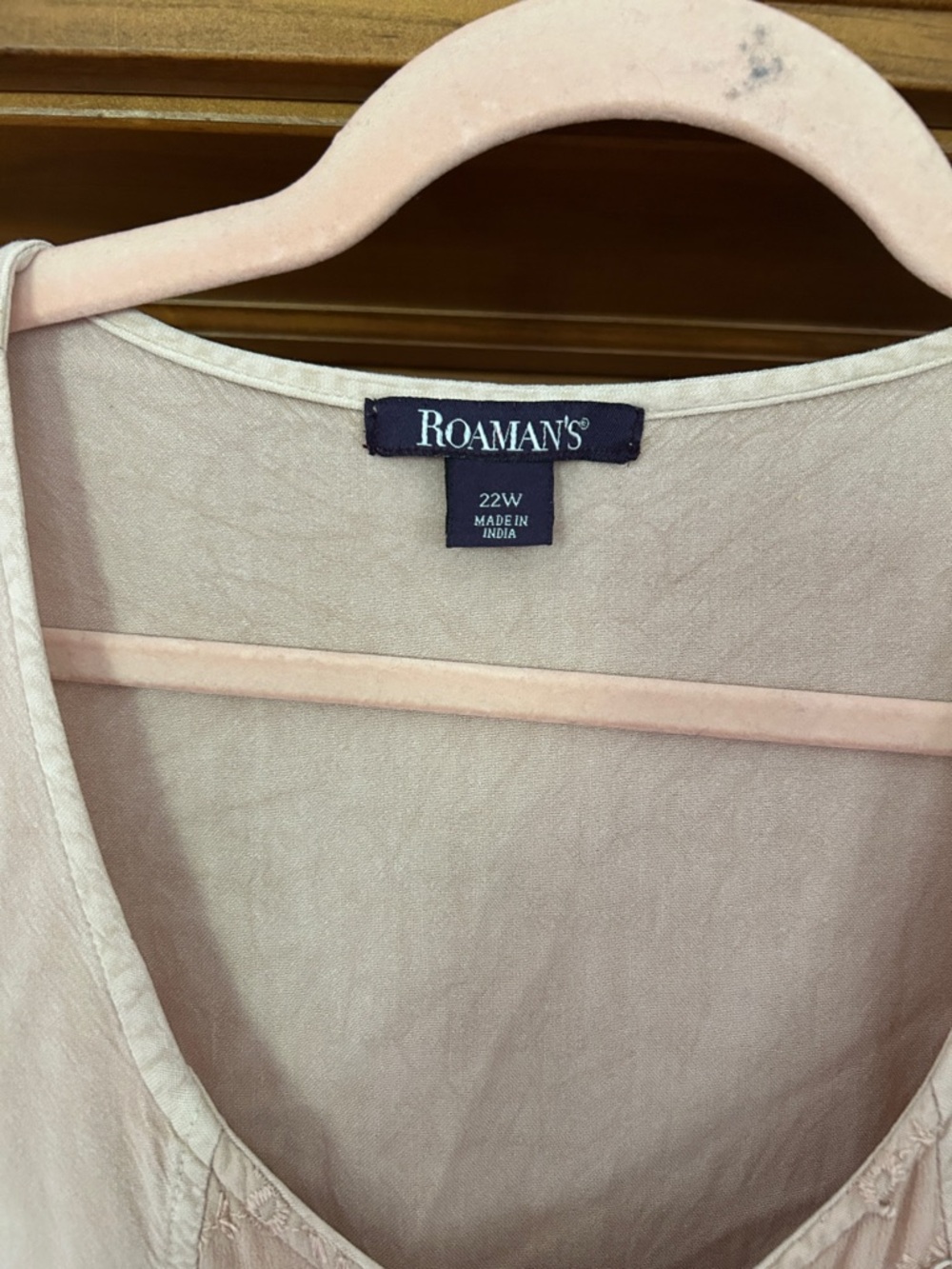 Roaman's Light Dusty Pink Embroidered Button-Front Tunic - Picture 2 of 4